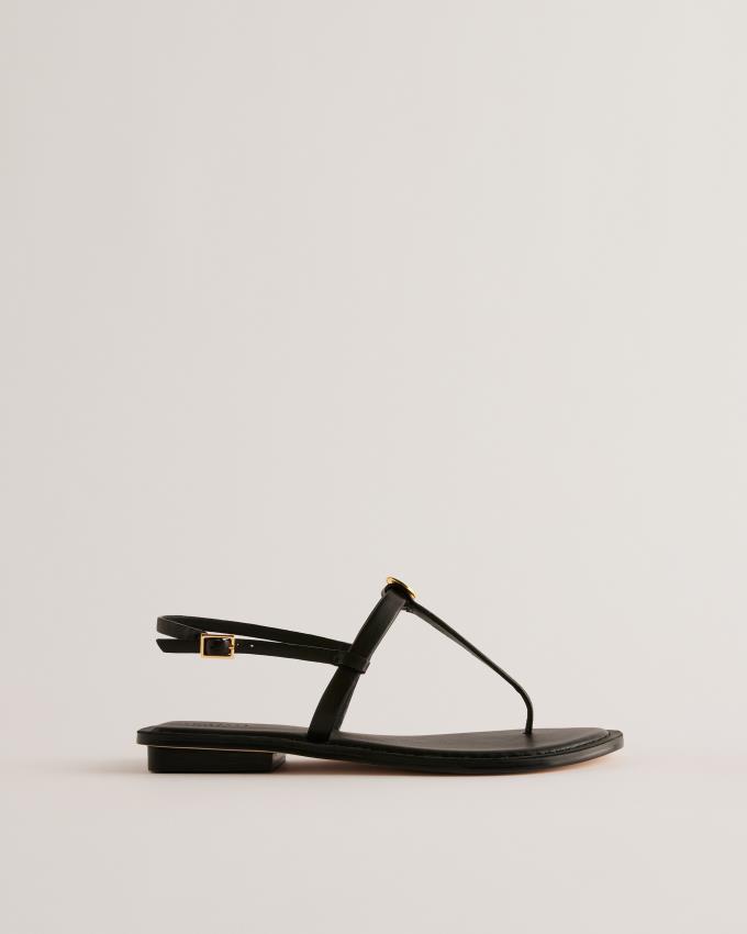 Sandale Ted Baker T-Strap With Coin Detail Noir Femme | UMV-09666416